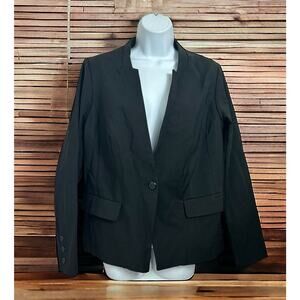 Eloquii Blazer Jacket Women's Size 14 Black Cotton Blend One Button Career New